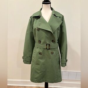 L.L.Bean Commuter Forest Green Belted Women’s Trench Coat, Medium‎
